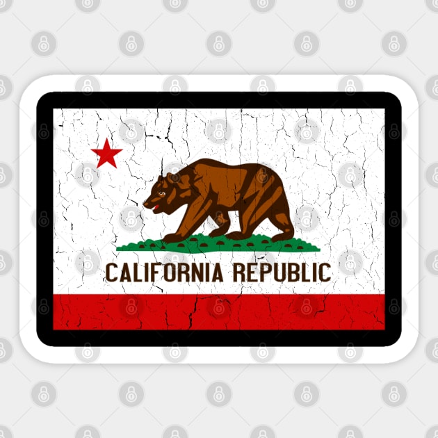 California State Flag (vintage distressed look) Sticker by robotface